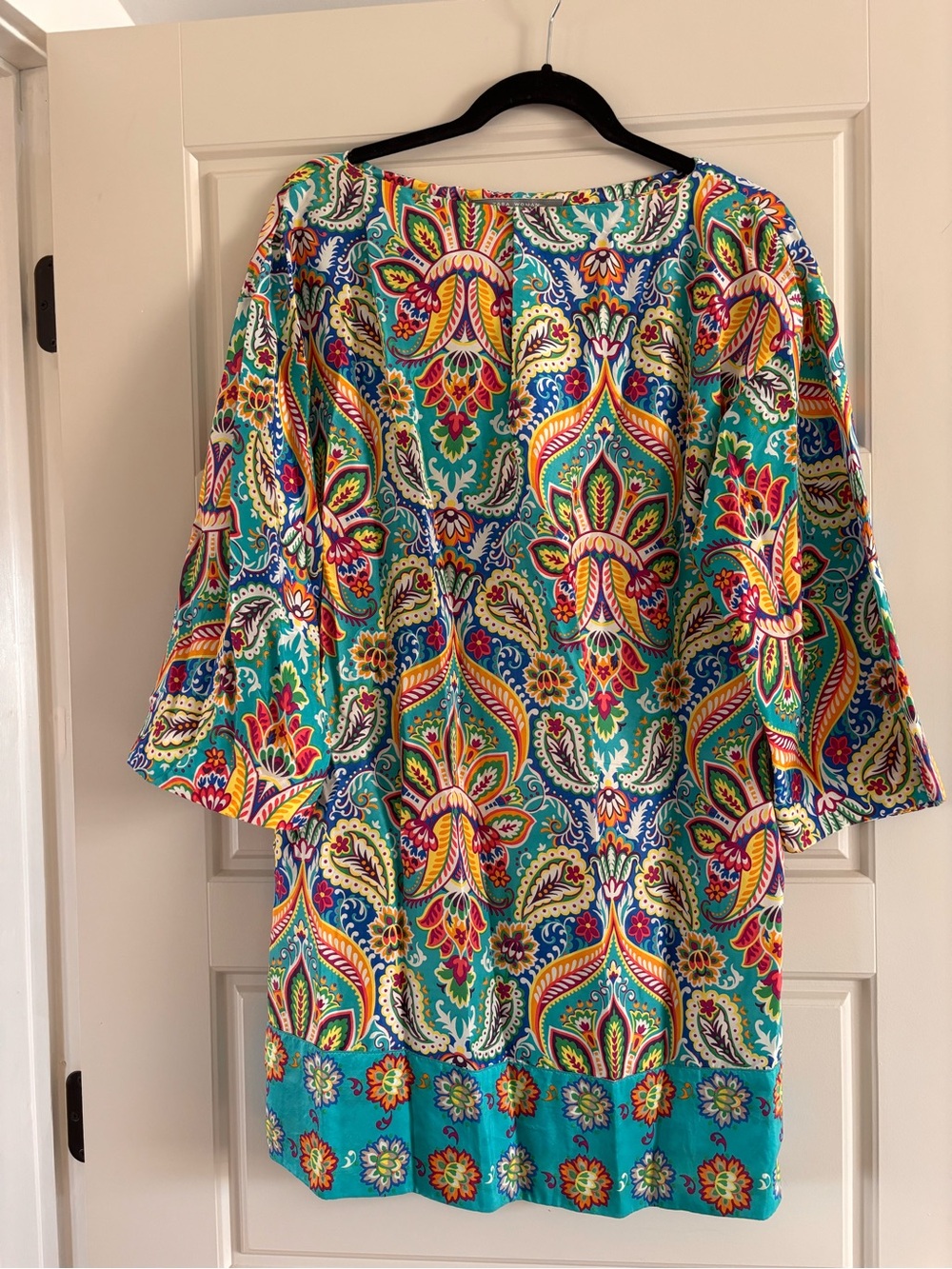 Zara Teal Multicolor Paisley Silk Tunic